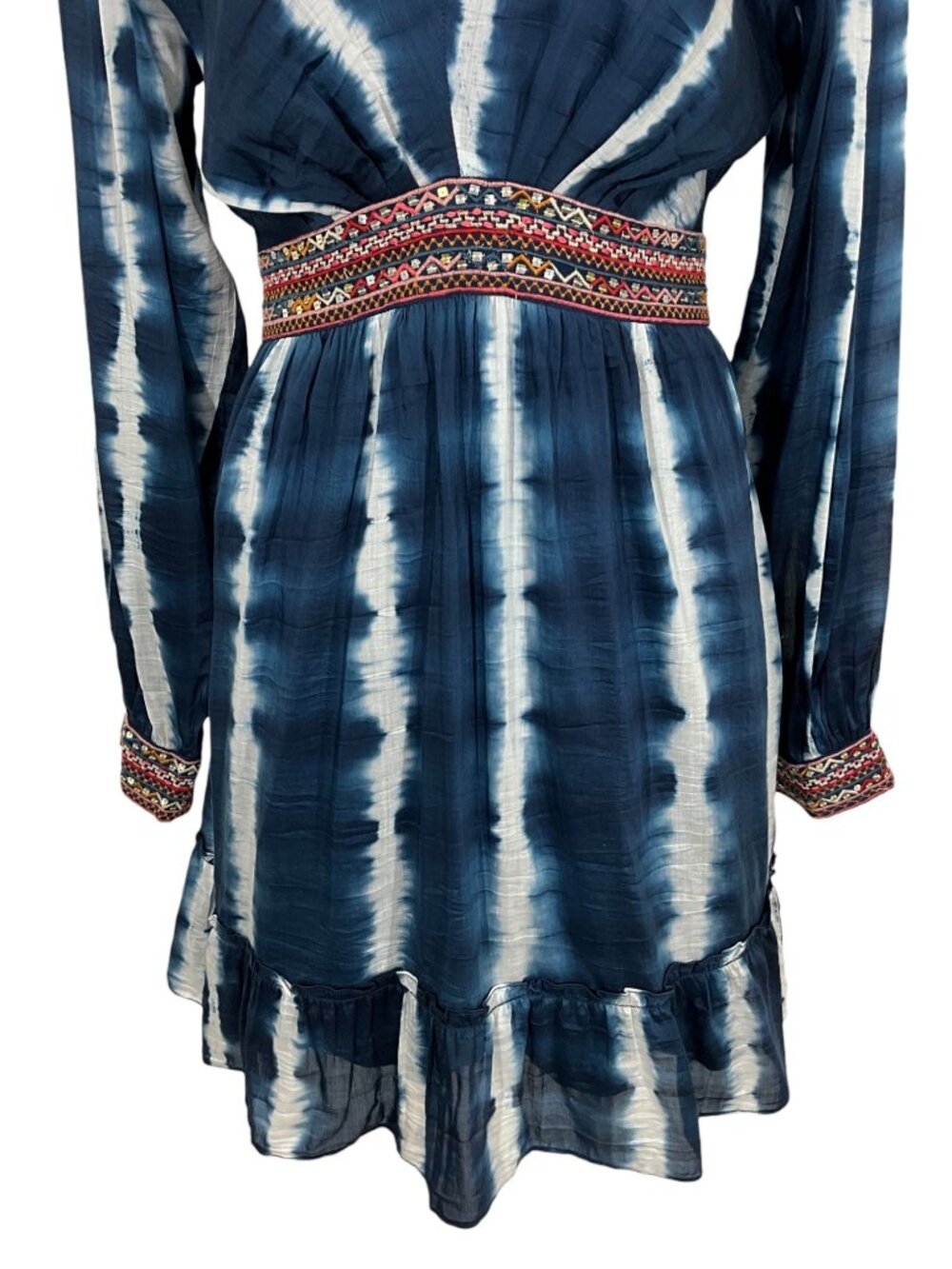 Anthropologie Verb by Pallavi Singhee Beaded Tie-Dye Mini Dress M Blue - Picture 13 of 16